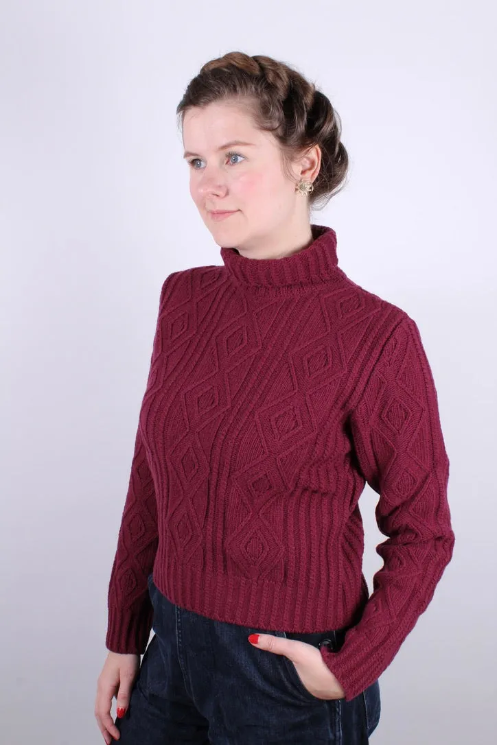 1940s / 1950s vintage style turtleneck pullover - Burgundy red - Inger