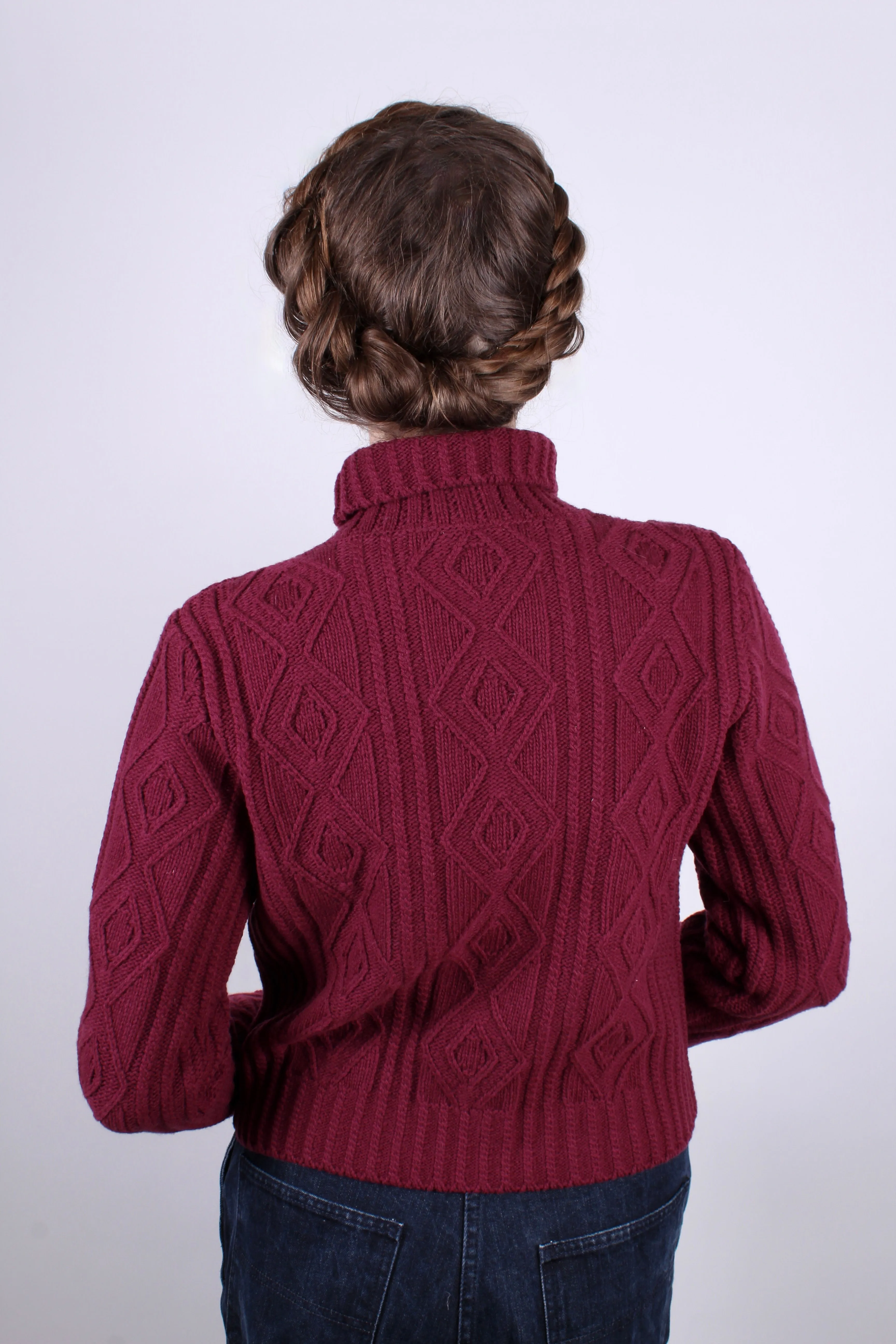 1940s / 1950s vintage style turtleneck pullover - Burgundy red - Inger