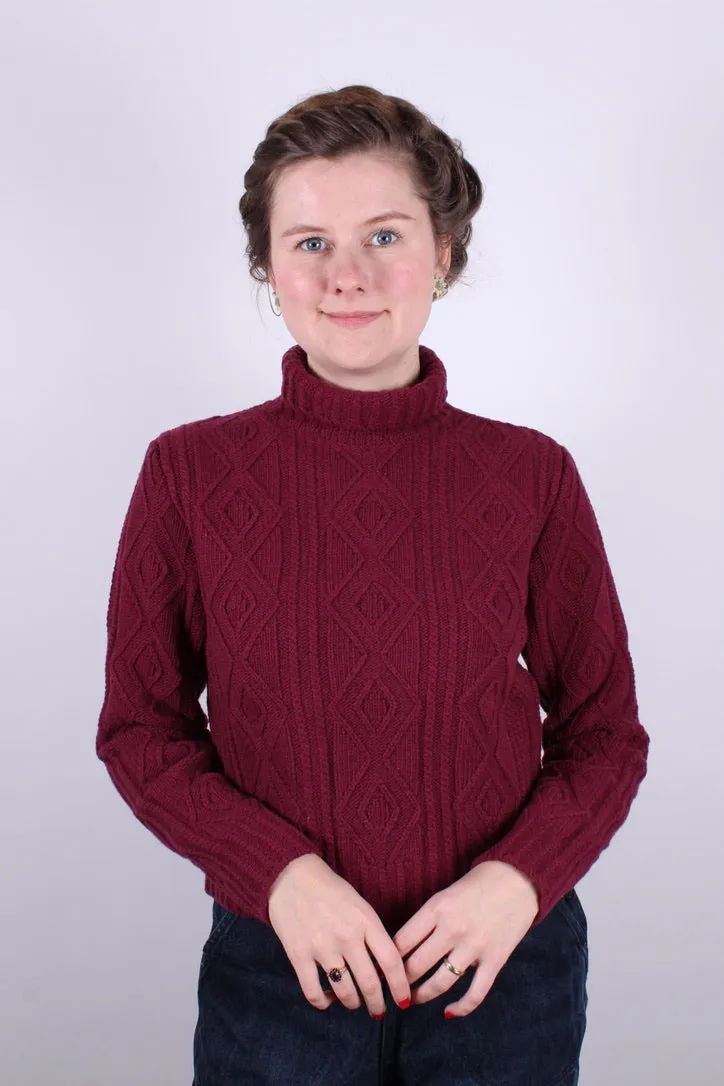 1940s / 1950s vintage style turtleneck pullover - Burgundy red - Inger