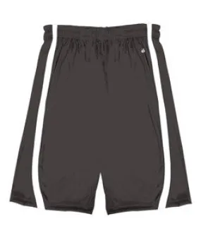 7244 Badger B-Slam Reversible Polyester Basketball 9" Shorts Graphite/ White