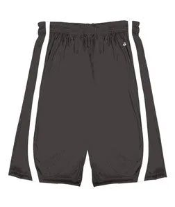 7244 Badger B-Slam Reversible Polyester Basketball 9" Shorts Graphite/ White