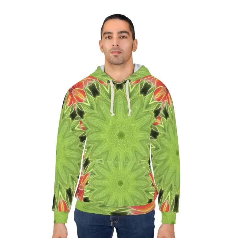 Abstract Green Unisex Pullover Hoodie