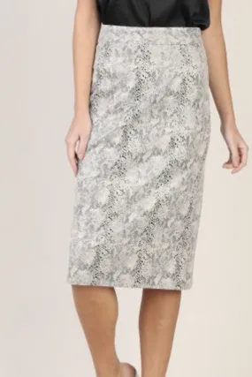 Ali Neutral Snake Skin Knee Length Pencil Skirt