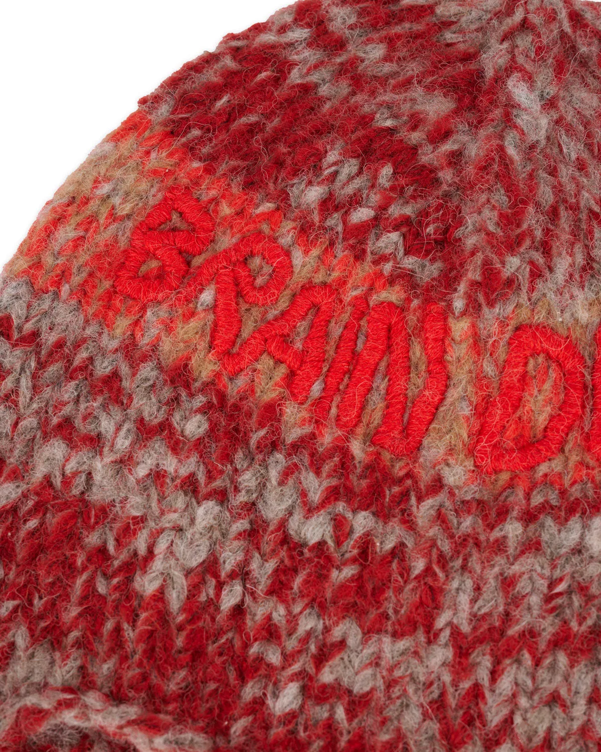 Alpaca Knit Ear Flap Beanie - Brown Multi