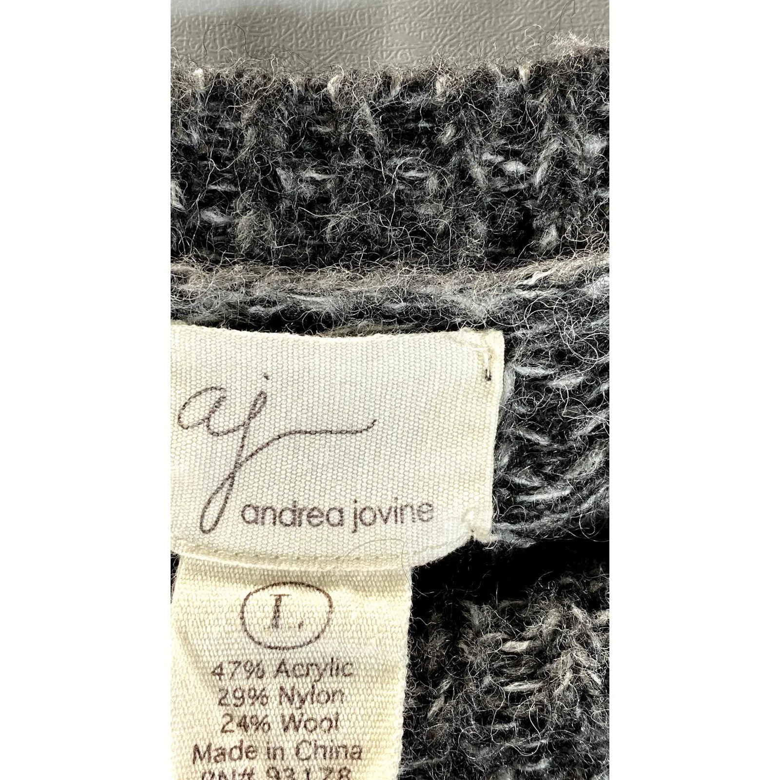 ANDREA JOVINE Women's Heather Gray Knit Pullover Sweater SZ L