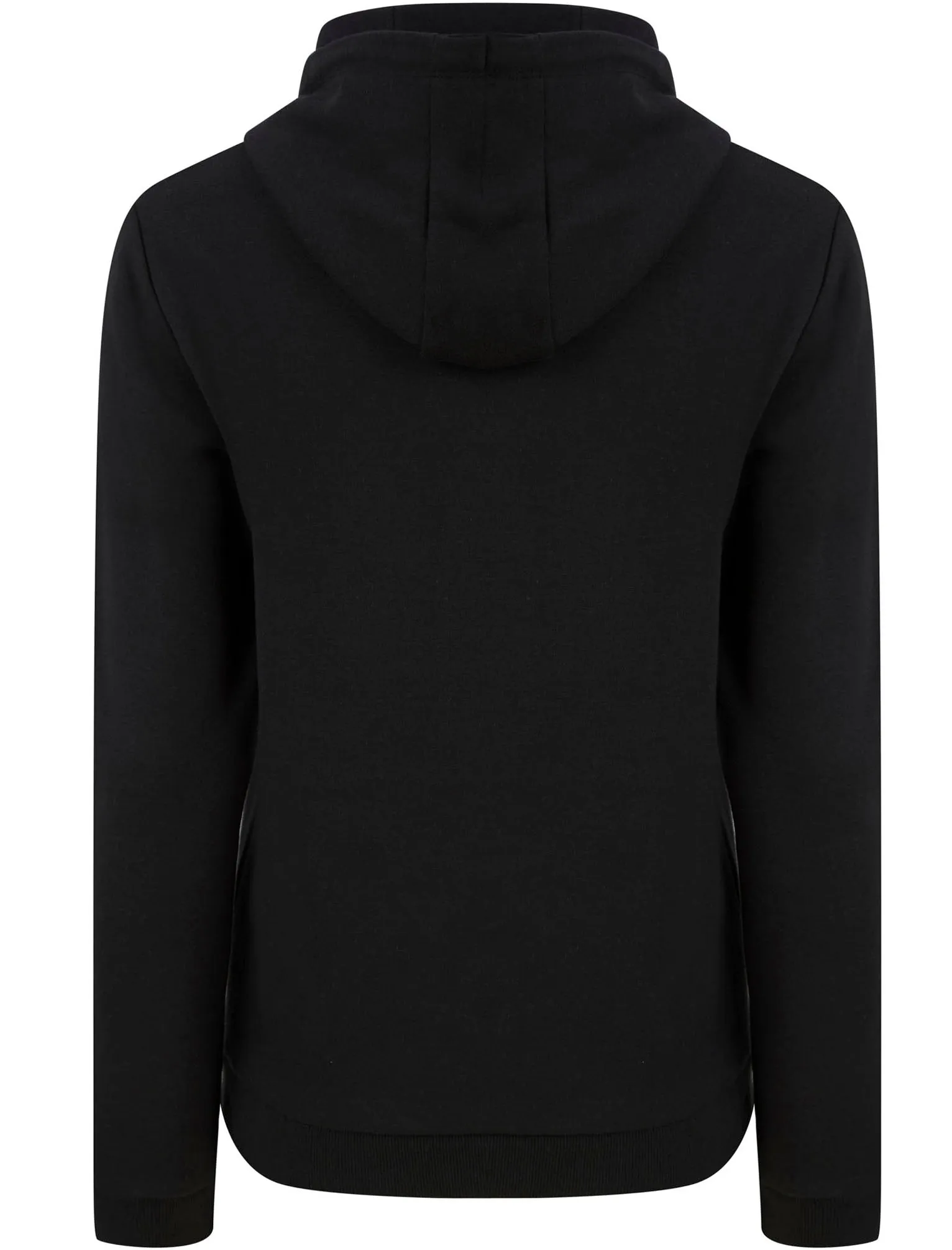 Areli Embroidered Motif Brushback Fleece Pullover Hoodie in Jet Black - Tokyo Laundry