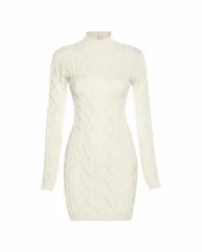 Azalea – Knitted backless design – Long-sleeve mini dress