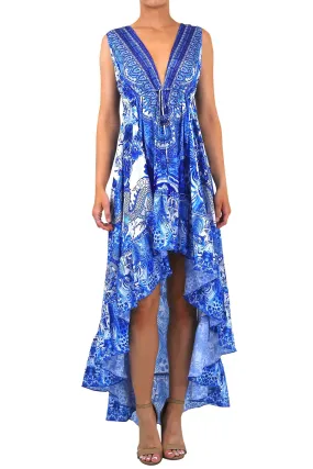Blue High Low Hem Dress