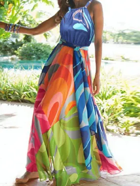 Bohemian Halter Floral Maxi Dress