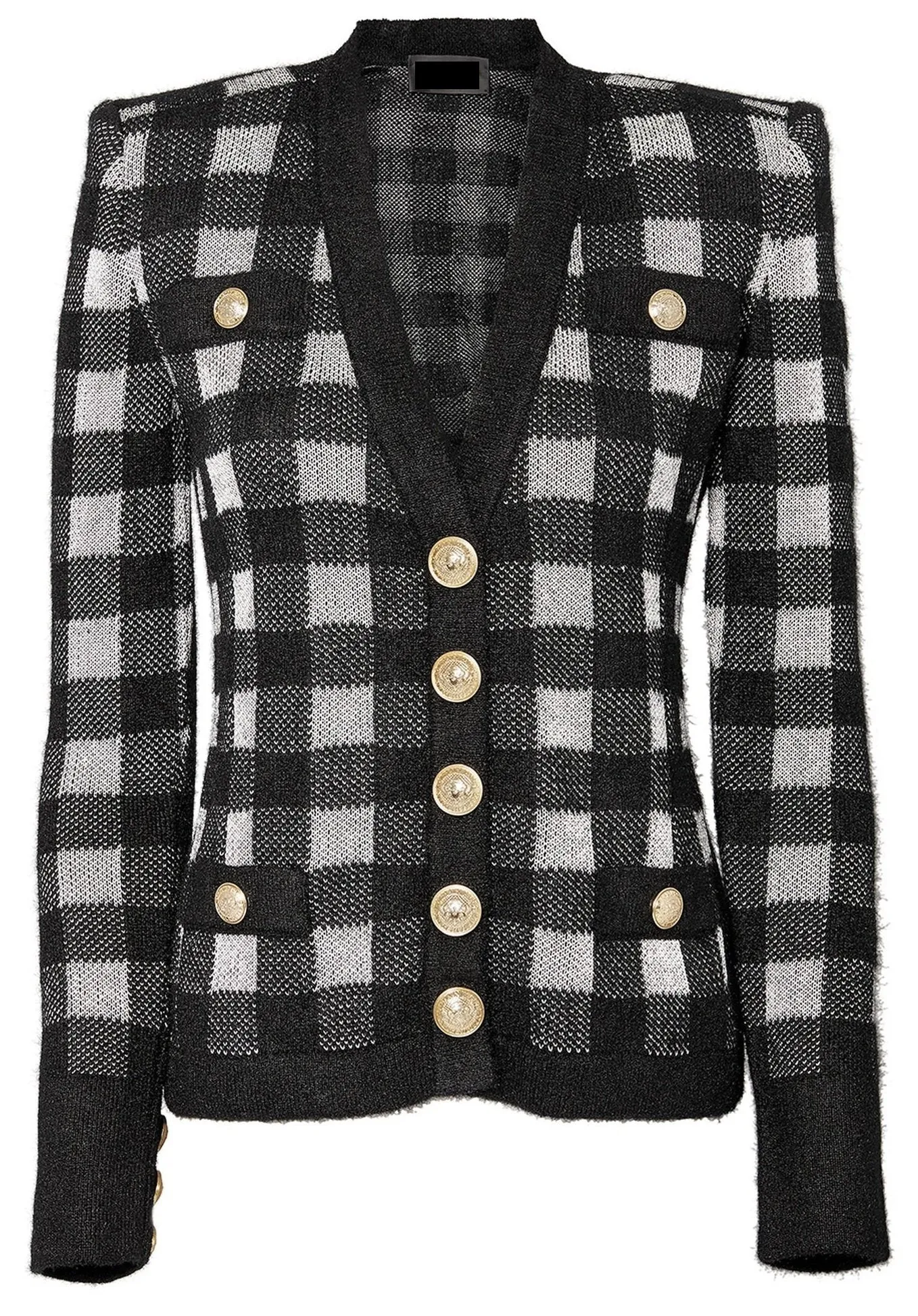 Buffalo Plaid Gold Button Cardigan