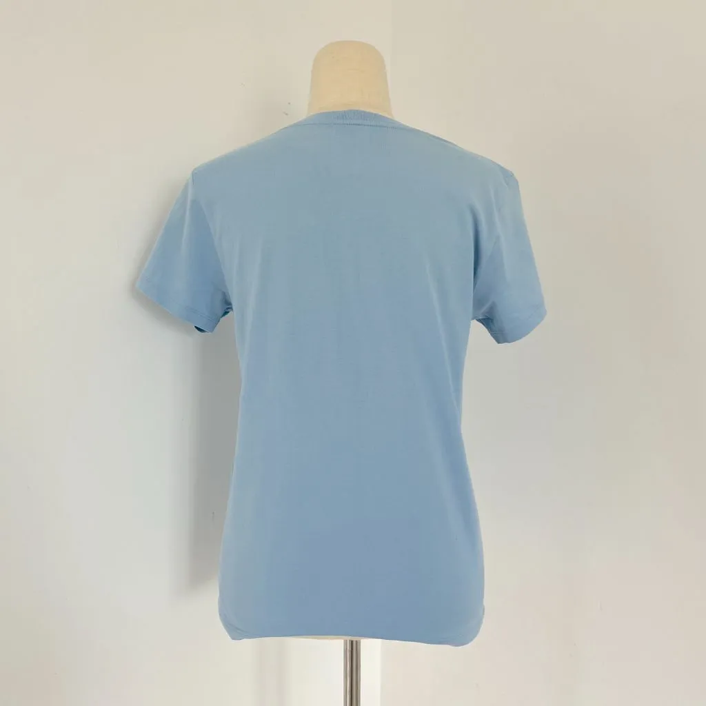 Celine Blue T-shirt with Cursive Embroidered Logo