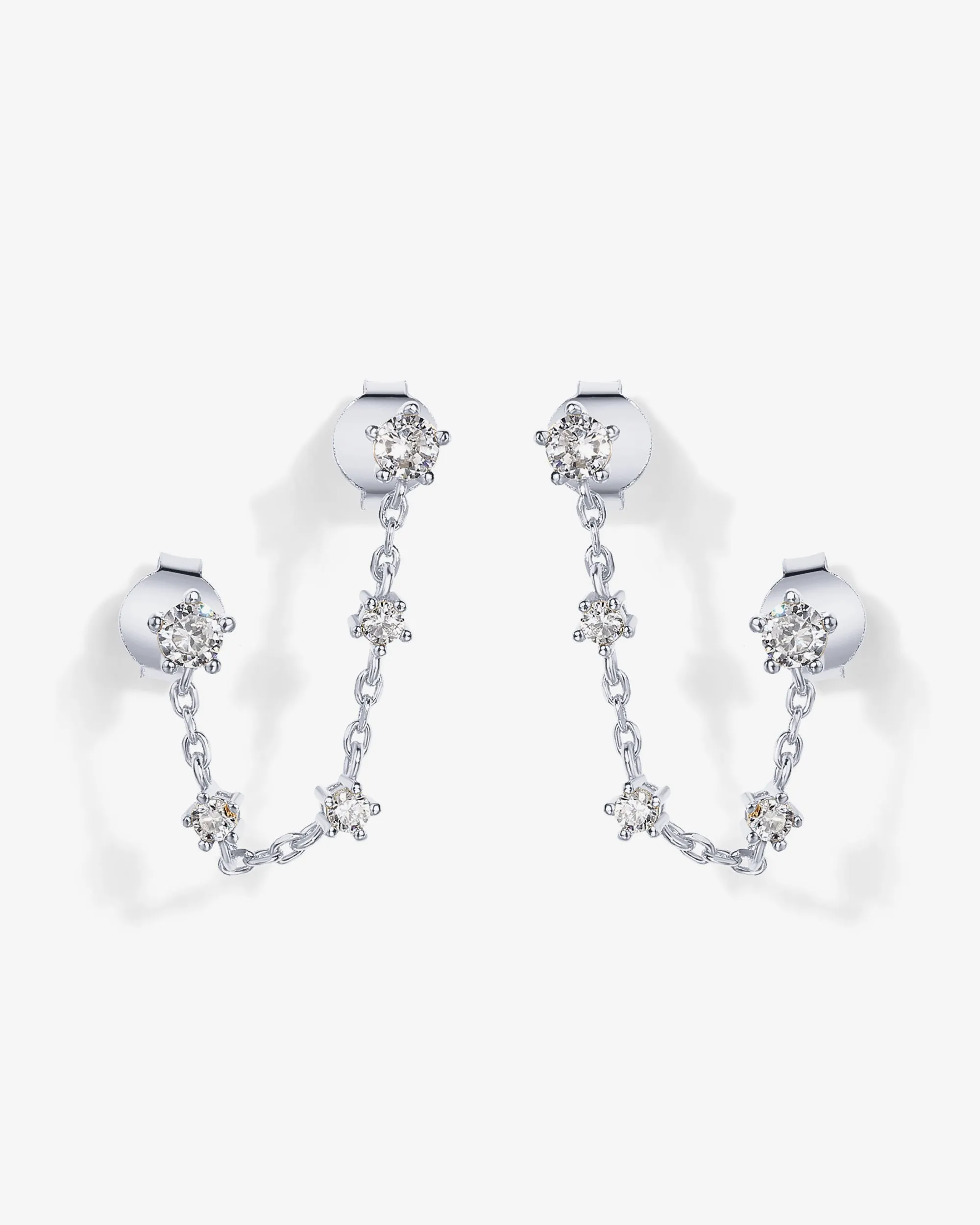 Chained Station Double Piercing Studs