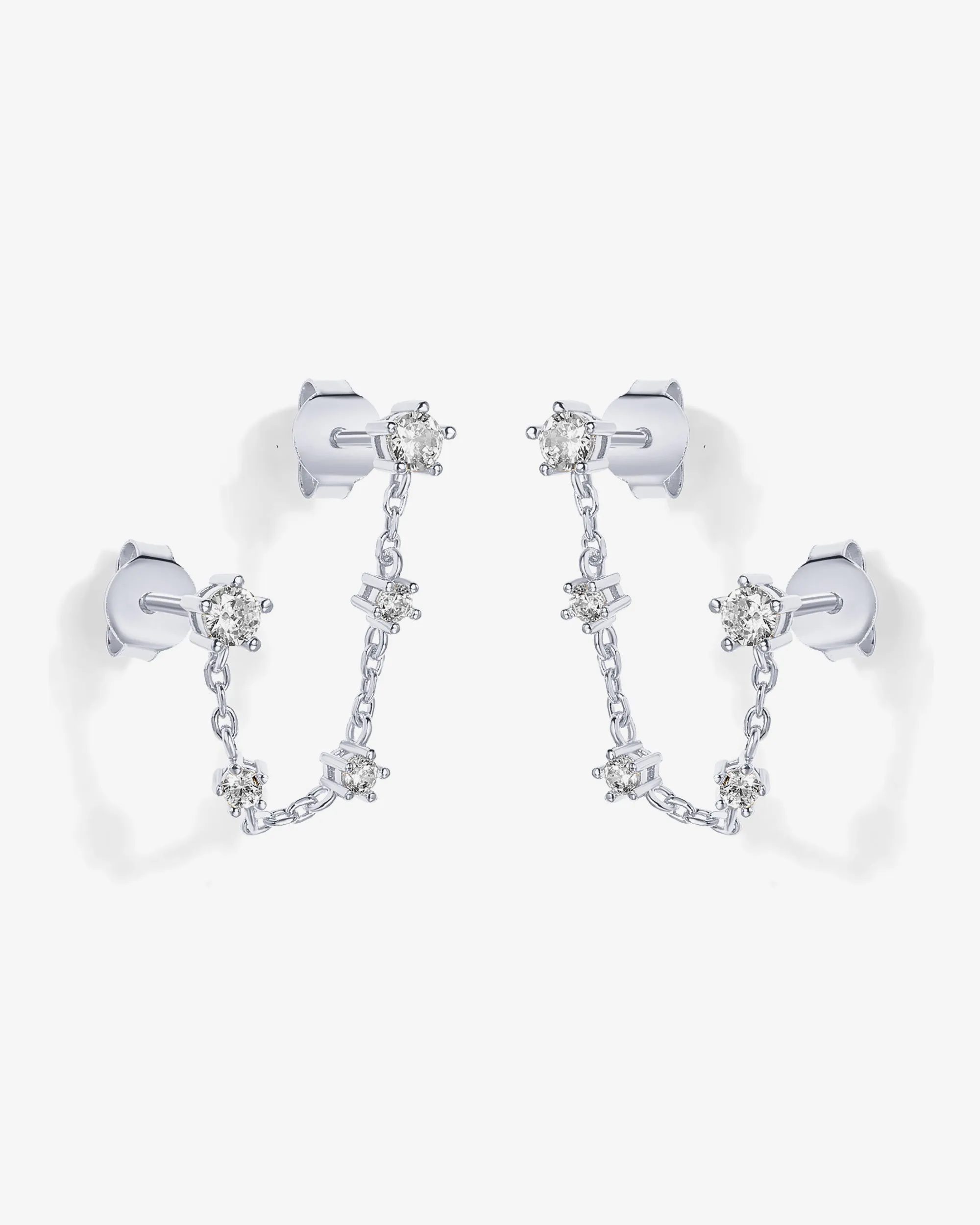 Chained Station Double Piercing Studs