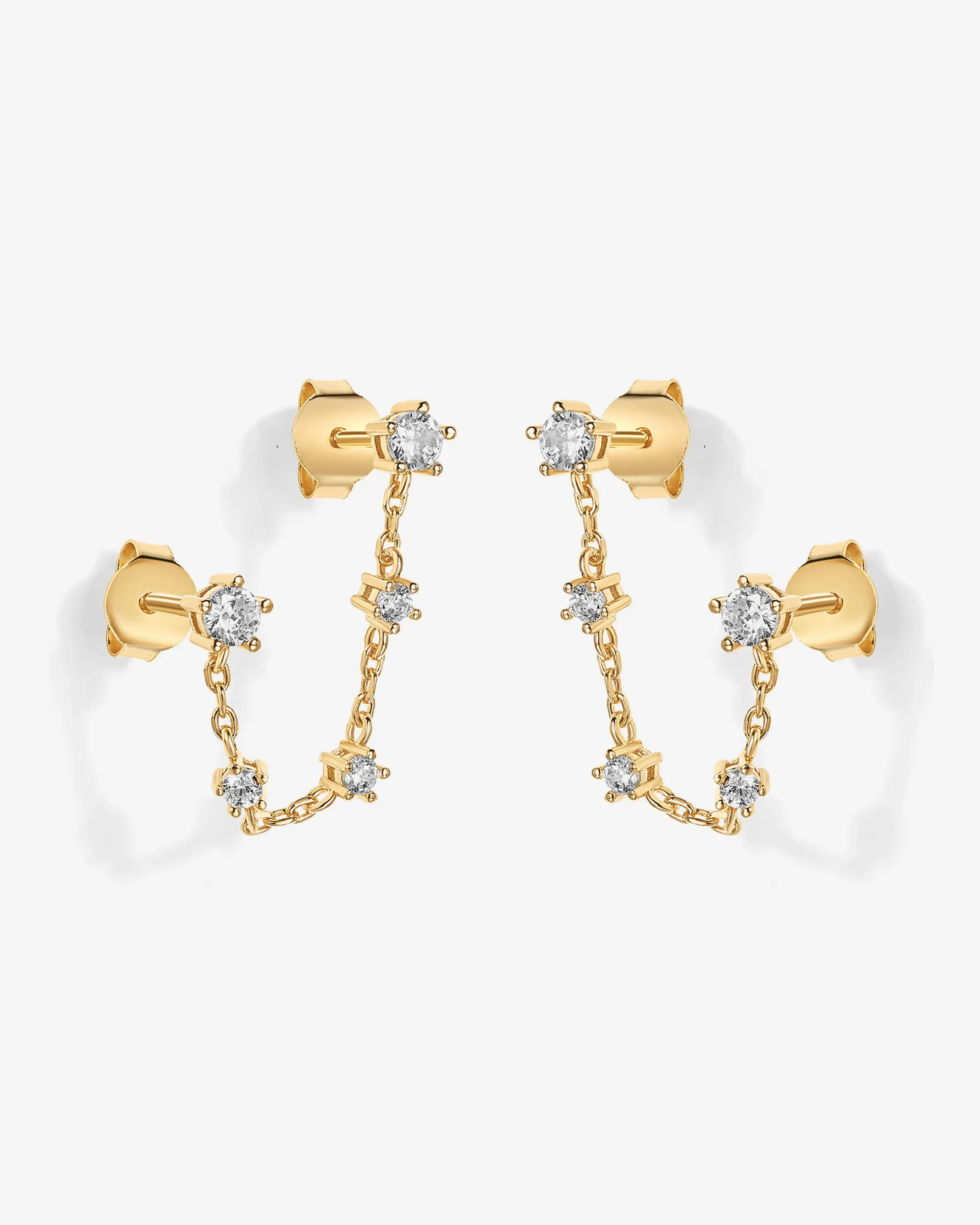 Chained Station Double Piercing Studs