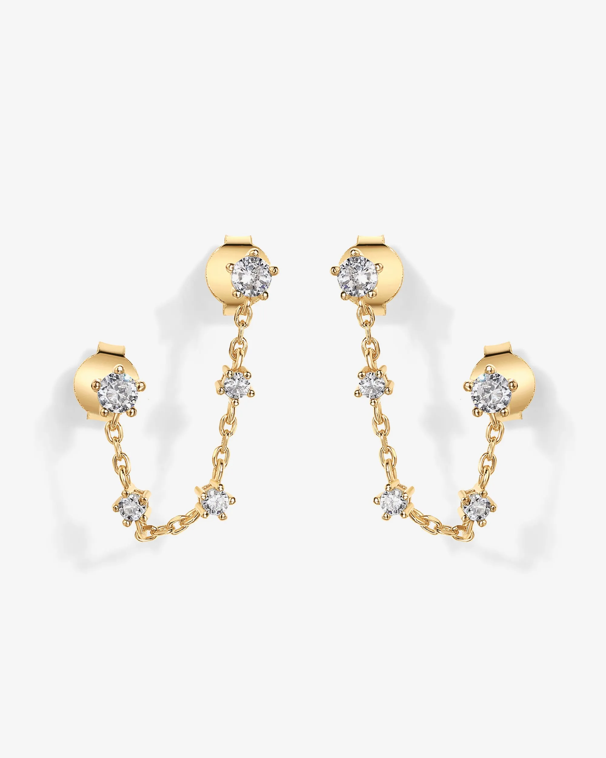 Chained Station Double Piercing Studs