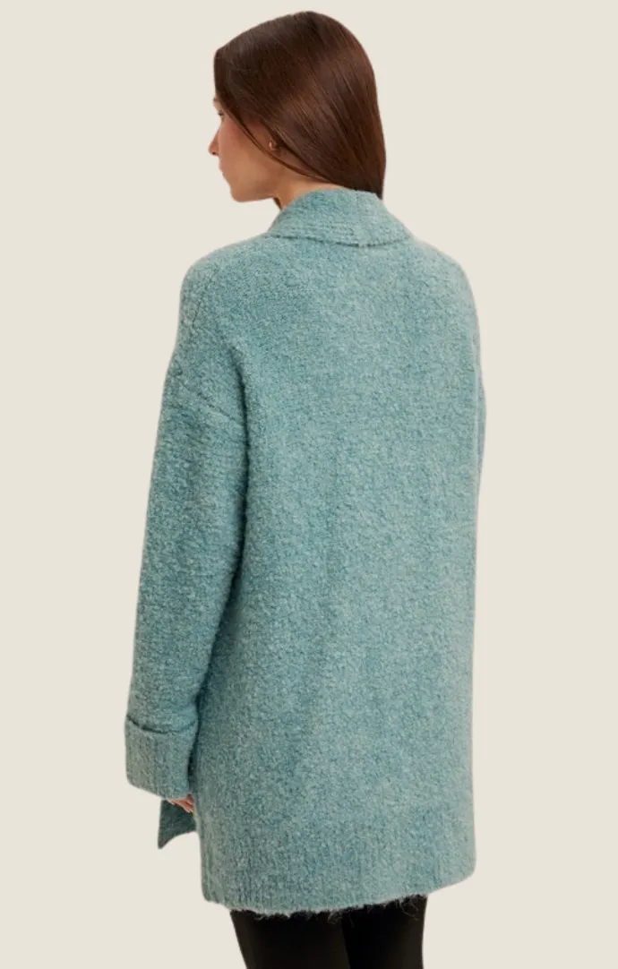 Clarissa Aqua Fuzzy Cardigan