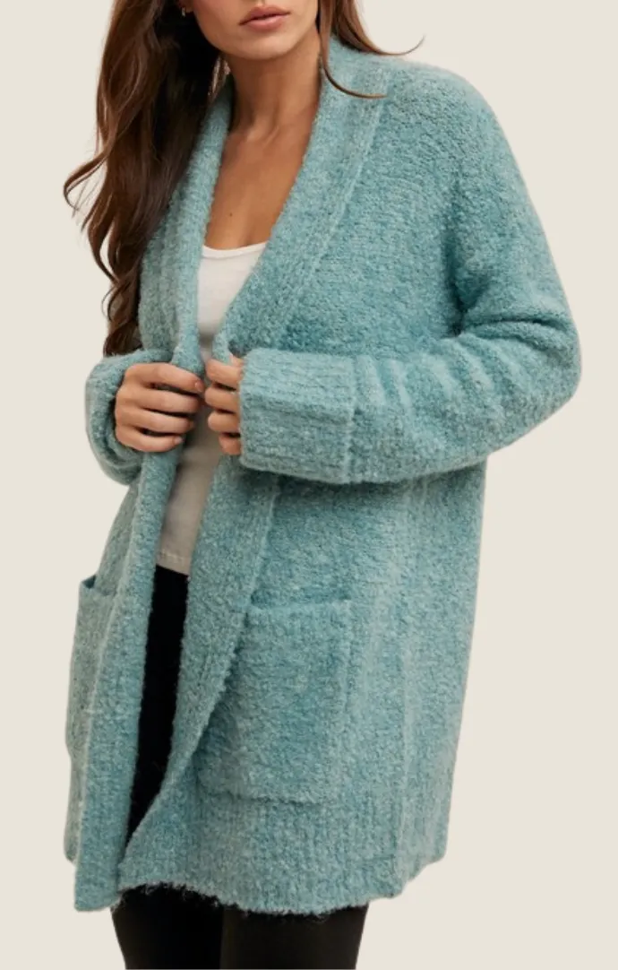 Clarissa Aqua Fuzzy Cardigan