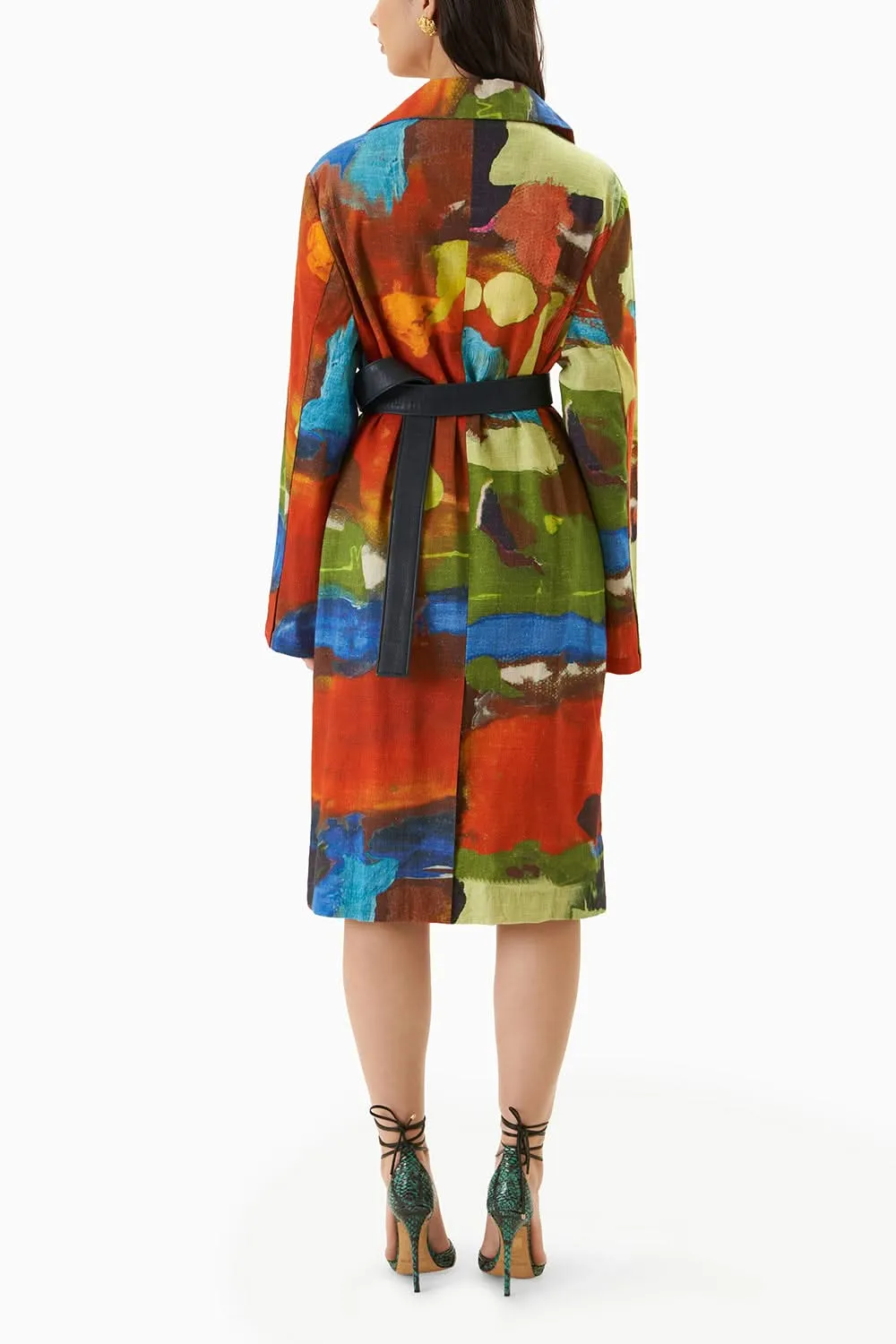 Colour Melt Belted Leather Overcoat
