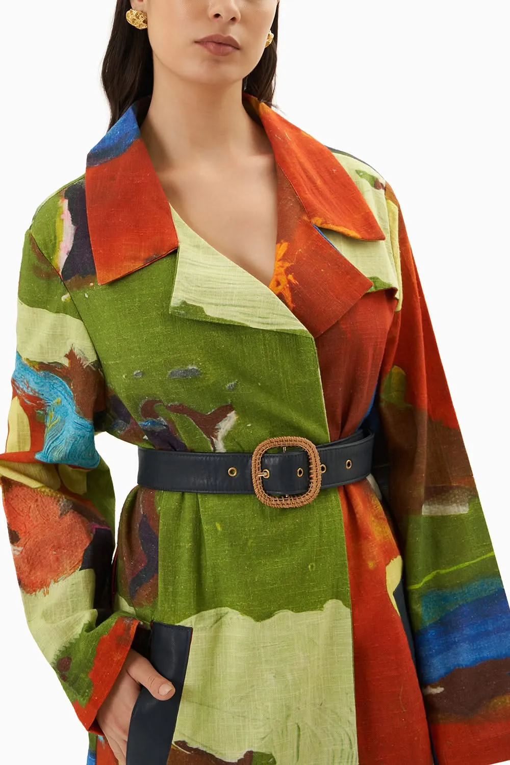 Colour Melt Belted Leather Overcoat
