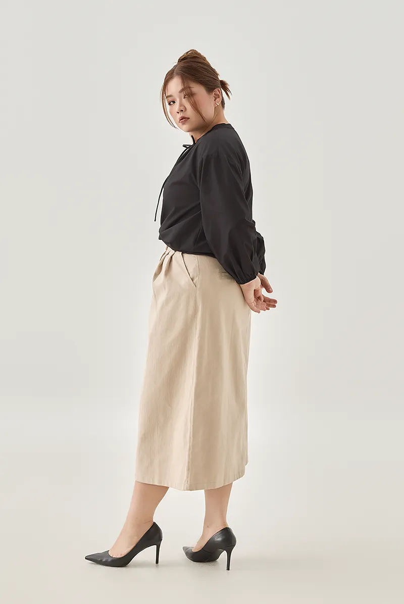 Double Button Closure Pencil Midi Skirt
