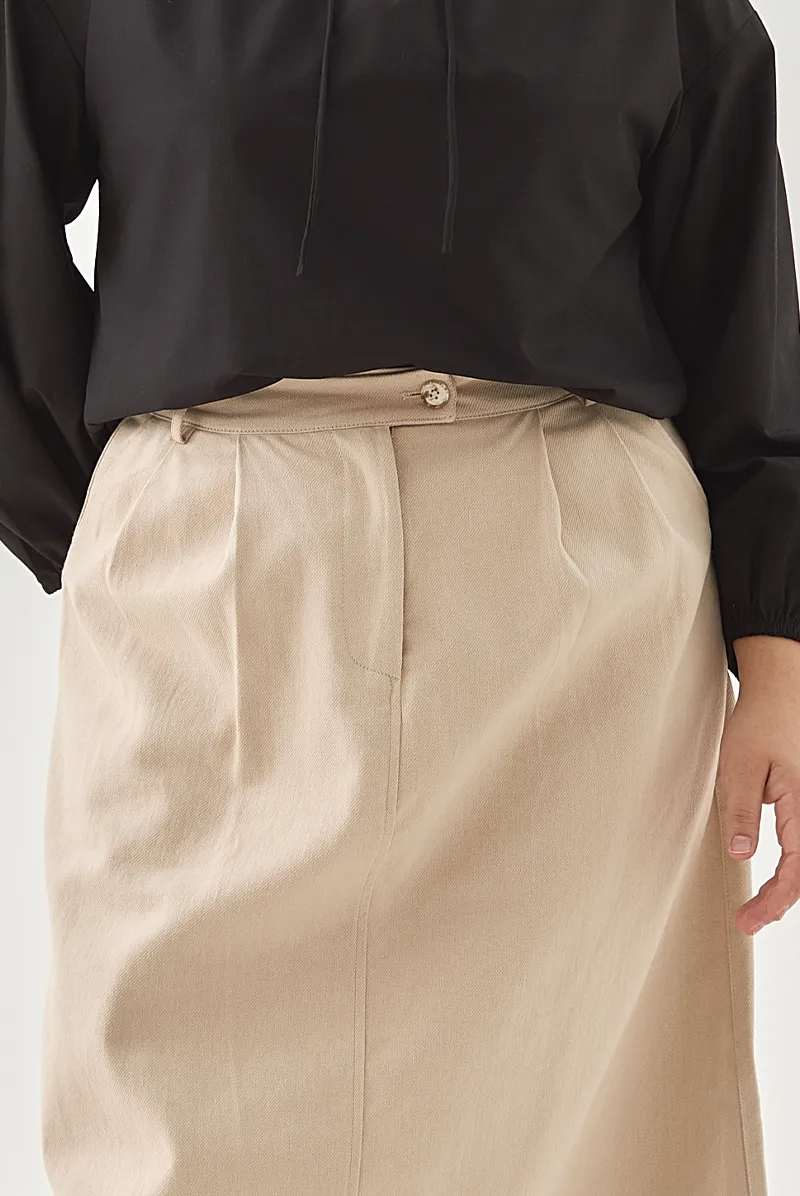Double Button Closure Pencil Midi Skirt