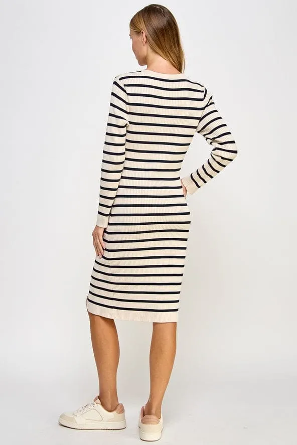 Ellison Long Sleeve Striped Sweater Dress