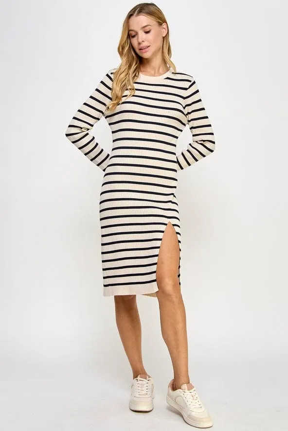 Ellison Long Sleeve Striped Sweater Dress