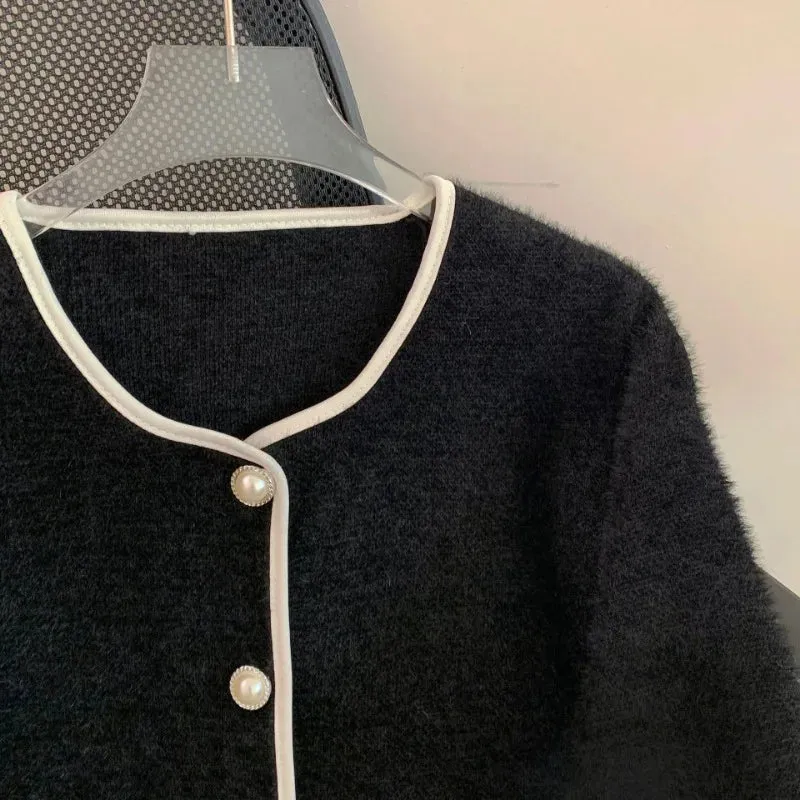 Faux Mink Cardigan with Bow