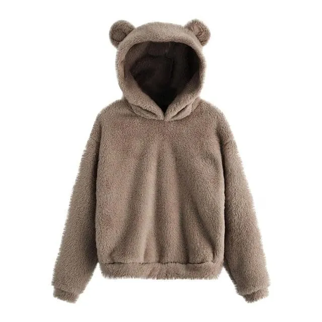 Fluffy Bear ear Hoodie Jacket