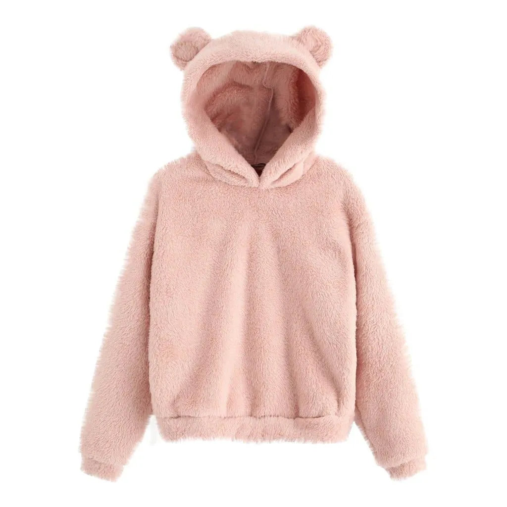 Fluffy Bear ear Hoodie Jacket