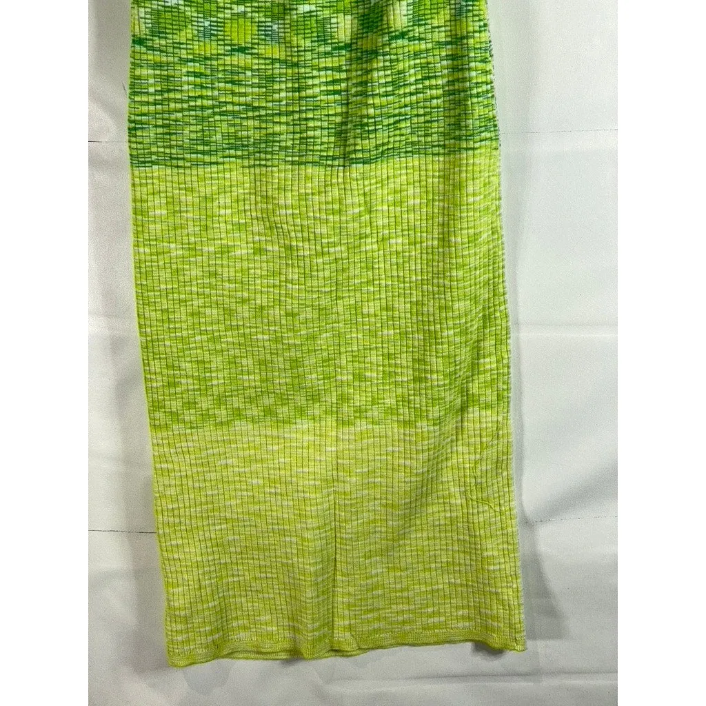 FUTURE COLLECTIVE Women's Green Ombre Knit Halter Open-Back Midi Dress SZ M