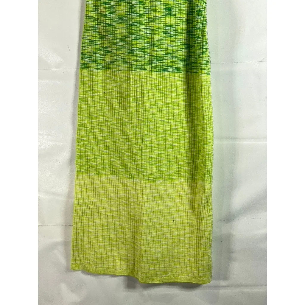 FUTURE COLLECTIVE Women's Green Ombre Knit Halter Open-Back Midi Dress SZ M