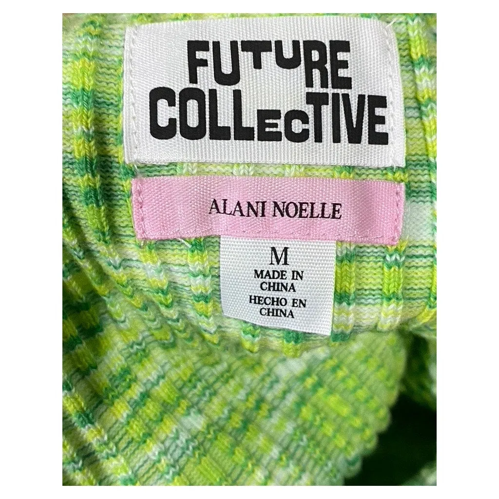 FUTURE COLLECTIVE Women's Green Ombre Knit Halter Open-Back Midi Dress SZ M