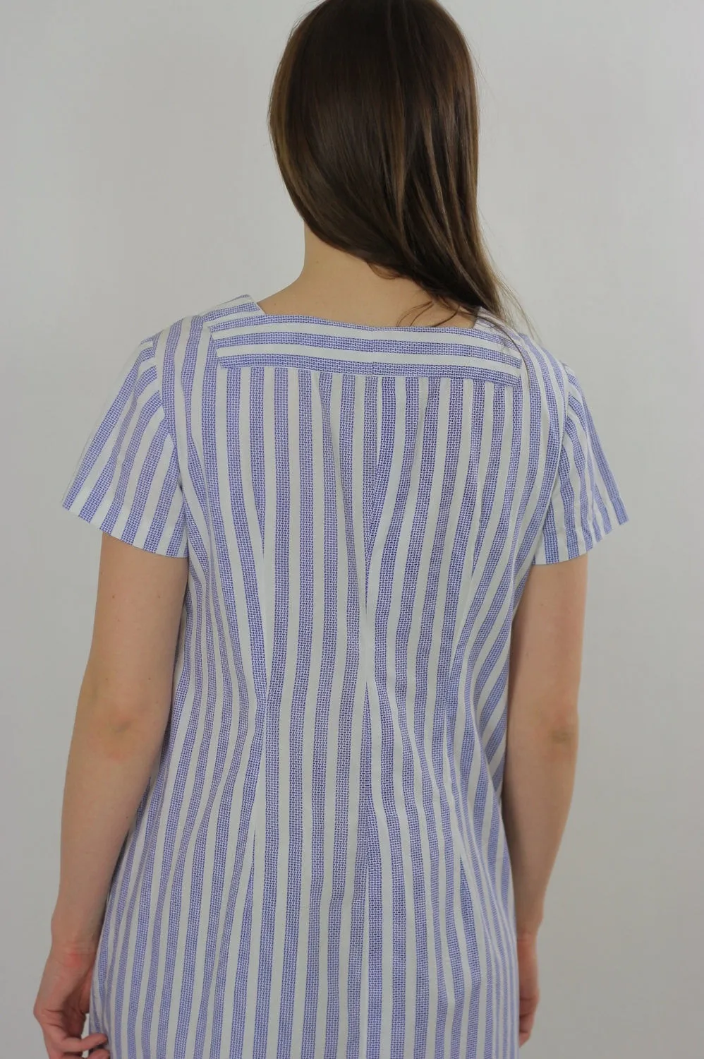 Genuine vintage 60s 1960s boho mod striped nautical sailor mini dress