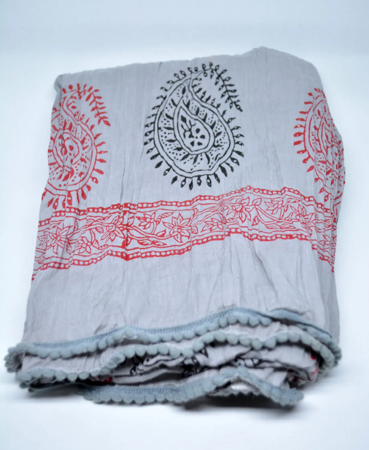 Grey Cotton Mens Scarf Paisley