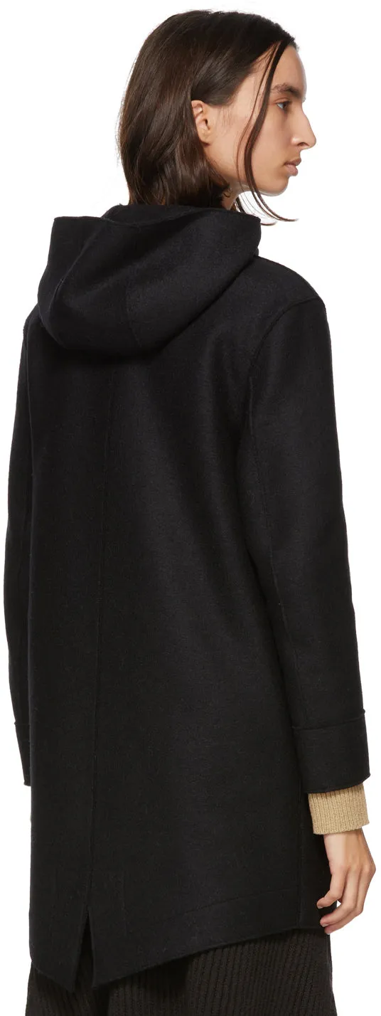 Harris Wharf London Black Pressed Wool Fishtail Parka