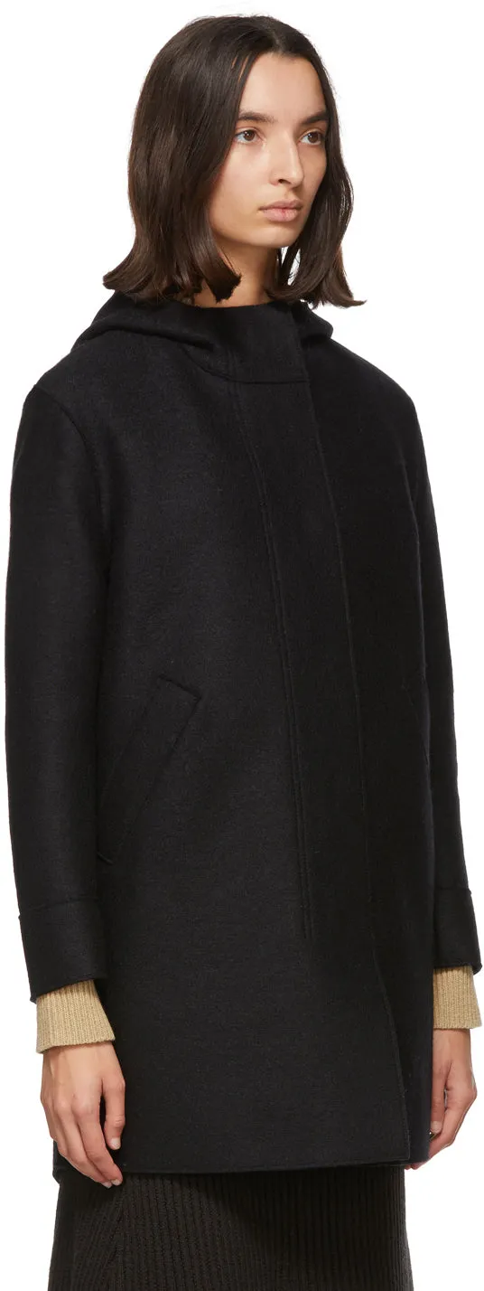 Harris Wharf London Black Pressed Wool Fishtail Parka