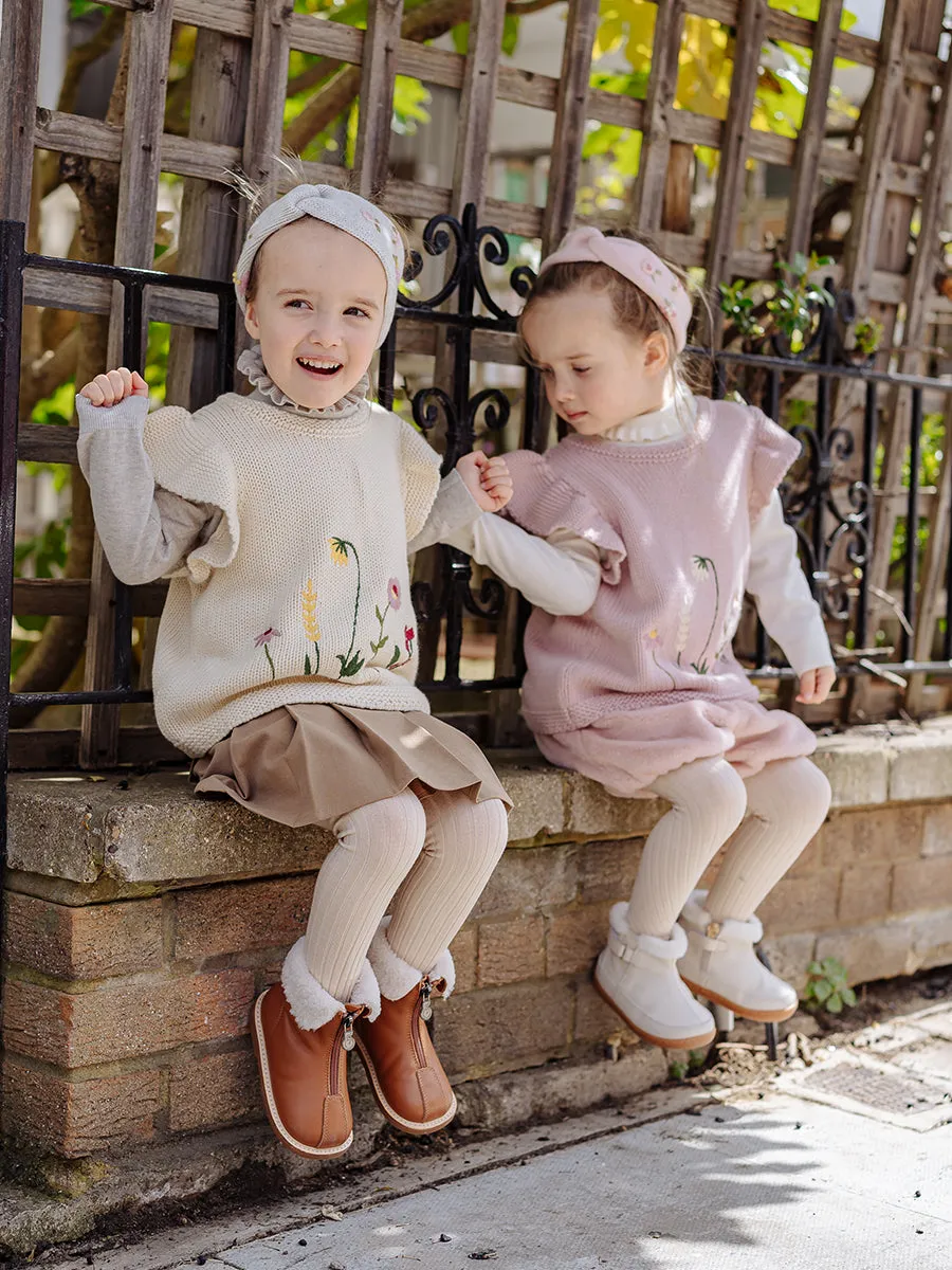 Hebe Embroidered Knitted Vest, Cream