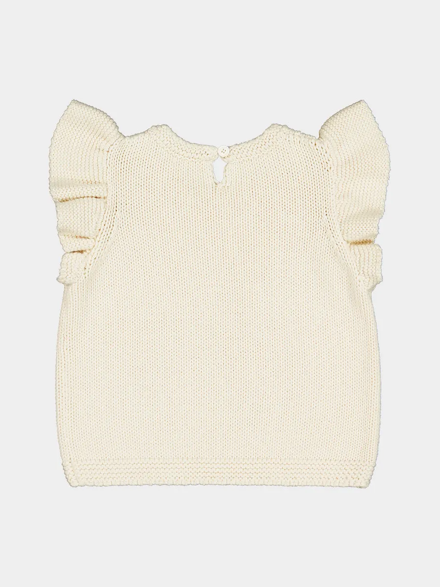 Hebe Embroidered Knitted Vest, Cream