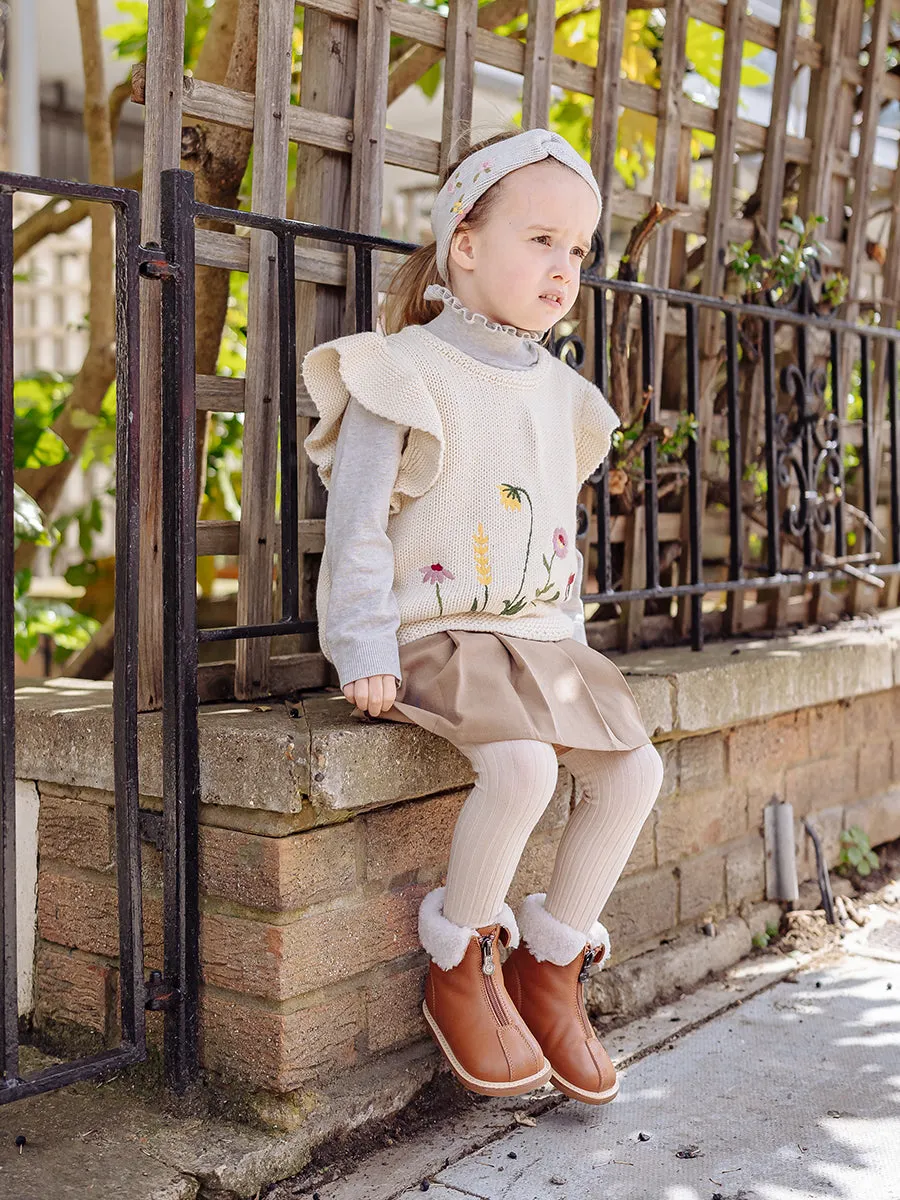 Hebe Embroidered Knitted Vest, Cream