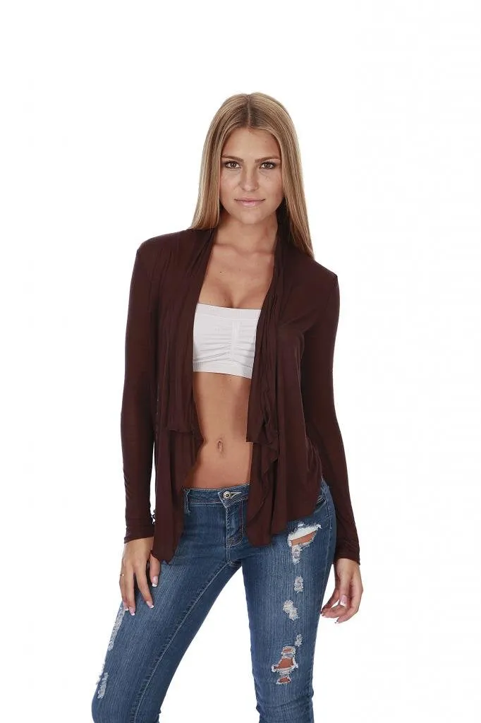 Hollywood Star Fashion Women's Shawl Collar Long Sleeve Cardigan Open Front
