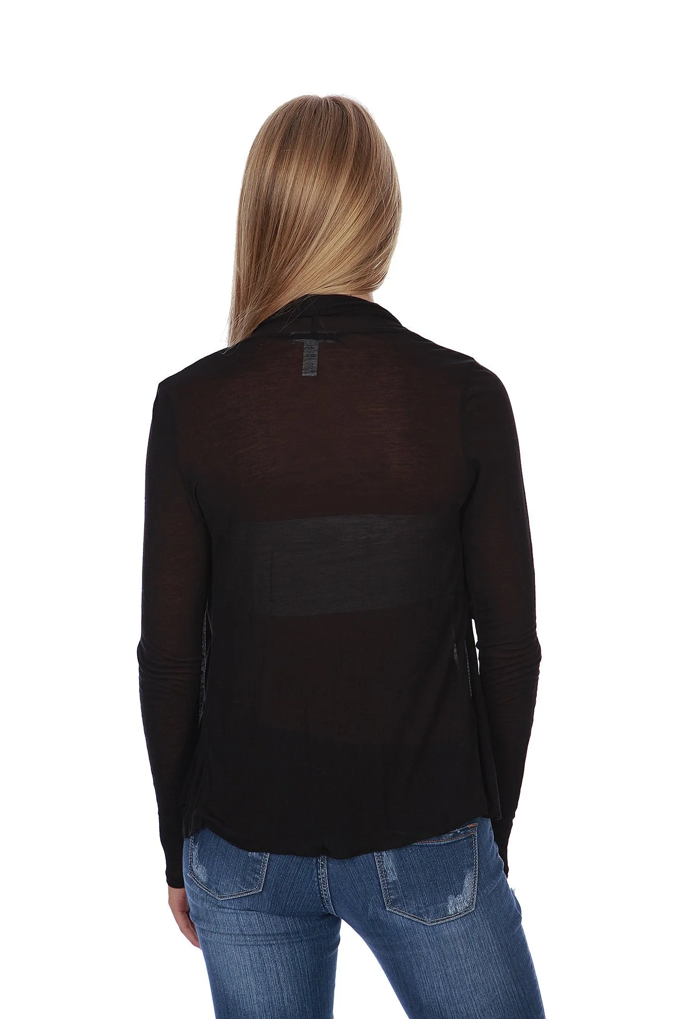Hollywood Star Fashion Women's Shawl Collar Long Sleeve Cardigan Open Front