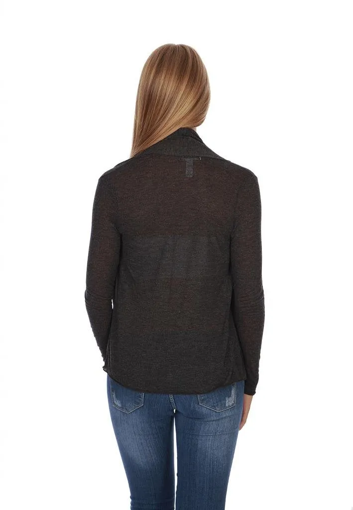 Hollywood Star Fashion Women's Shawl Collar Long Sleeve Cardigan Open Front