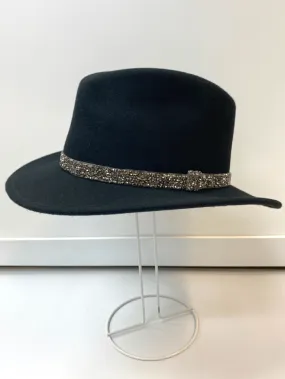 Izzi Accessories Fedora Black Hat With Sparkles