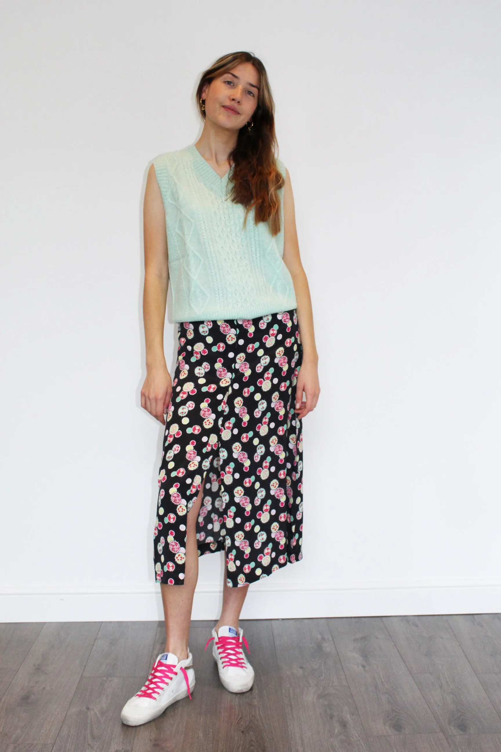 JU Aran Cashmere Vest in Mint Green