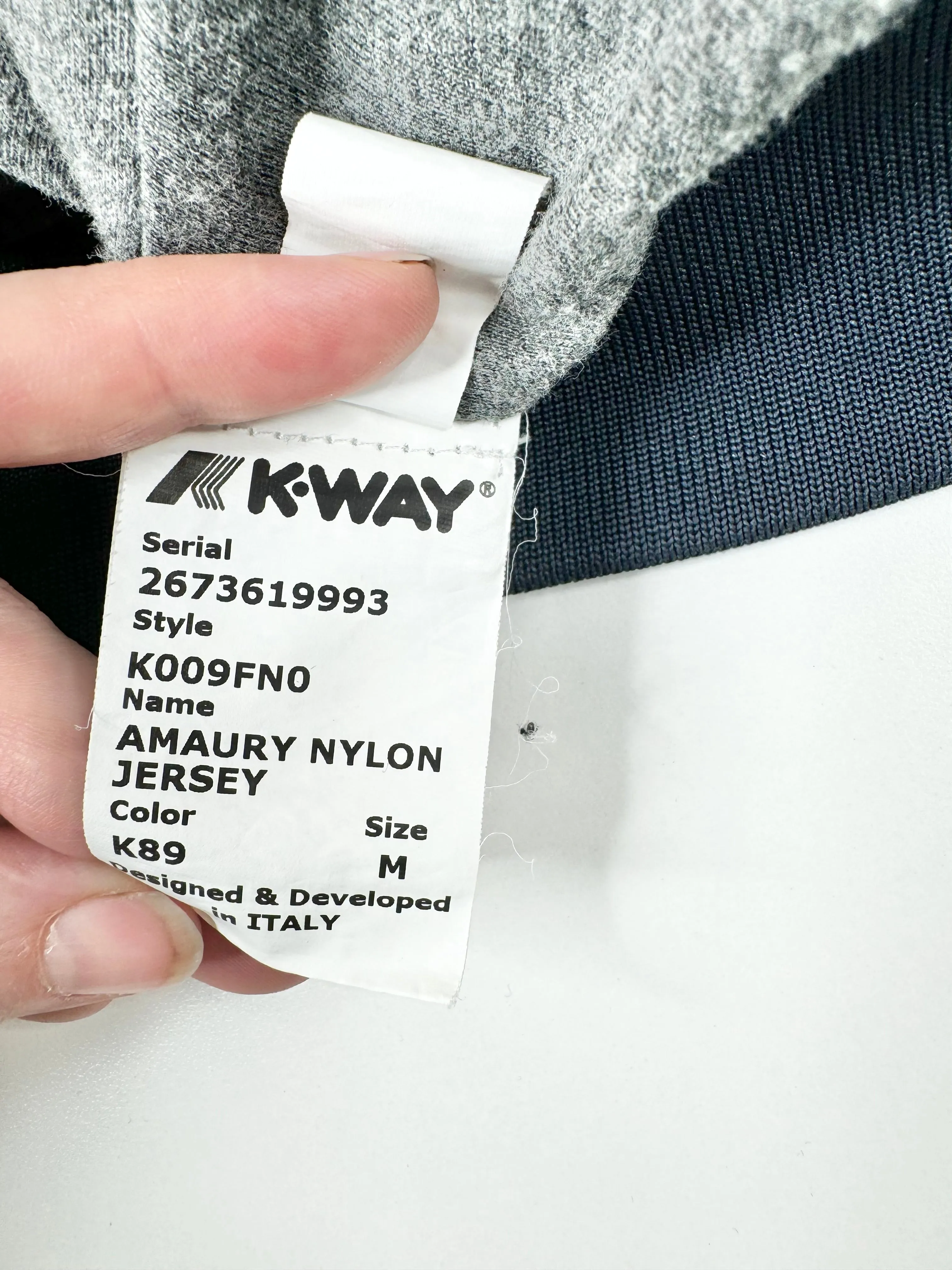 K•Way Navy Amaury Nylon Jersey Jacket - M