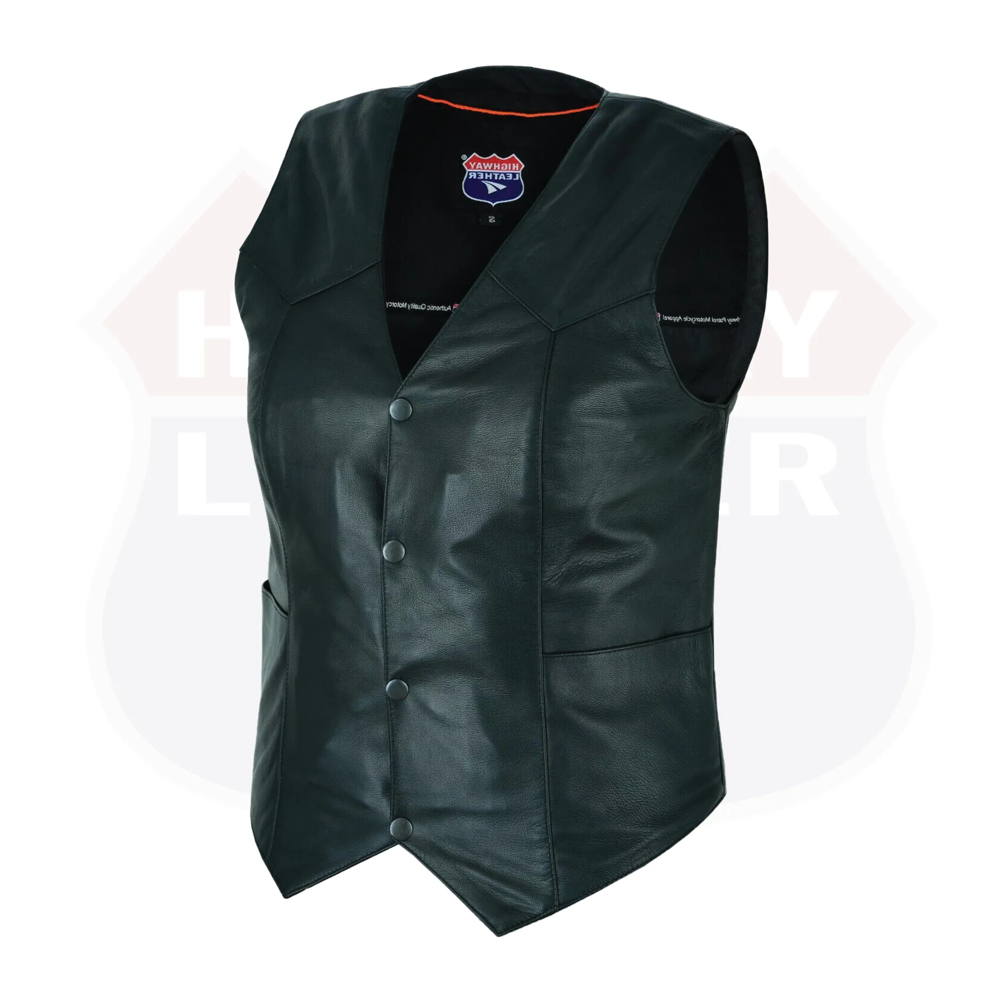 Ladies Women soft leather biker motorcycle vest black concealed carry #HL14500B