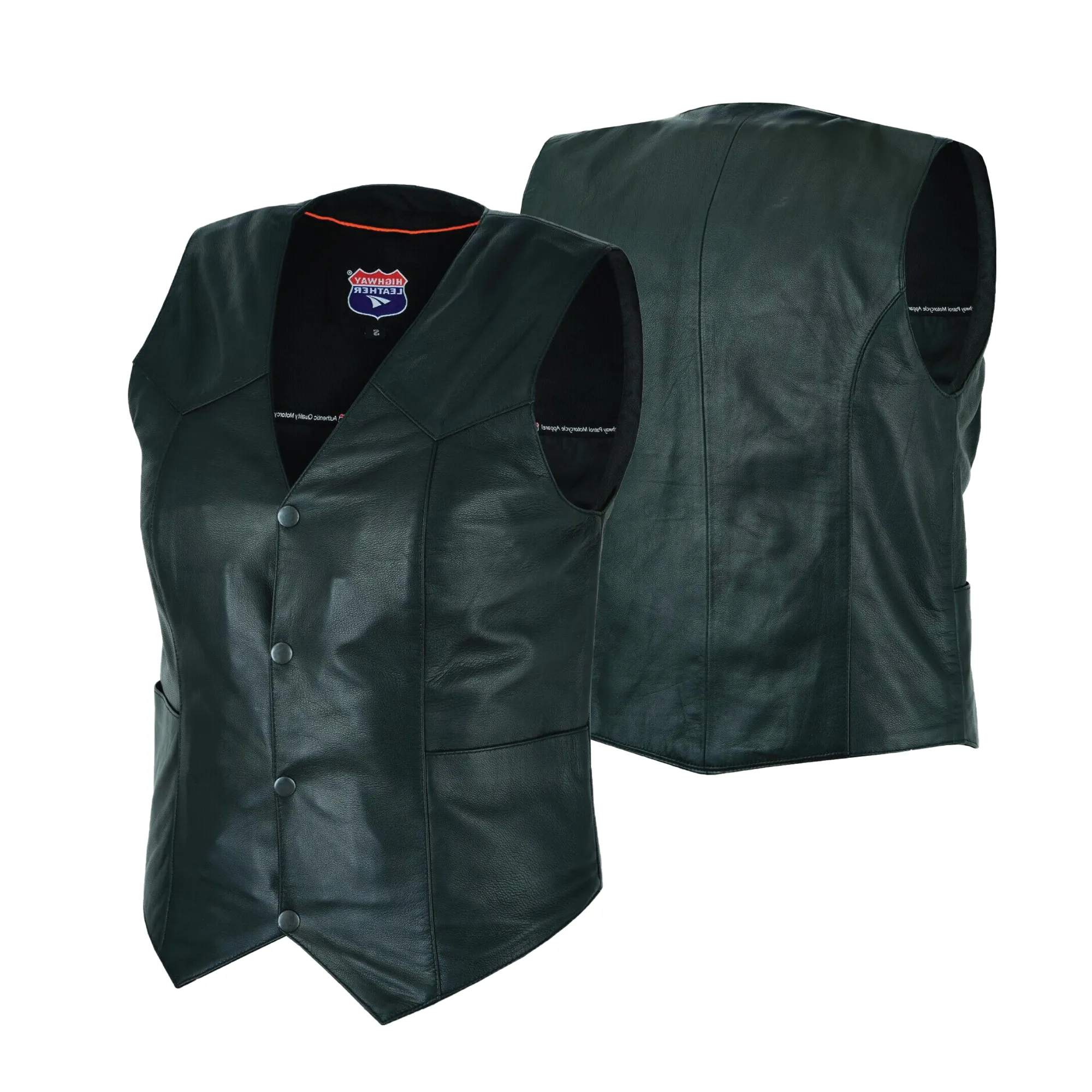 Ladies Women soft leather biker motorcycle vest black concealed carry #HL14500B