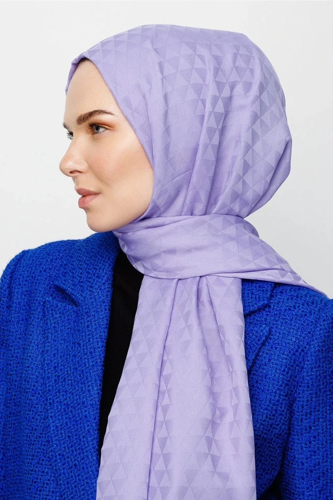 Lilac Prism Pattern Cotton Jacquard Hijab