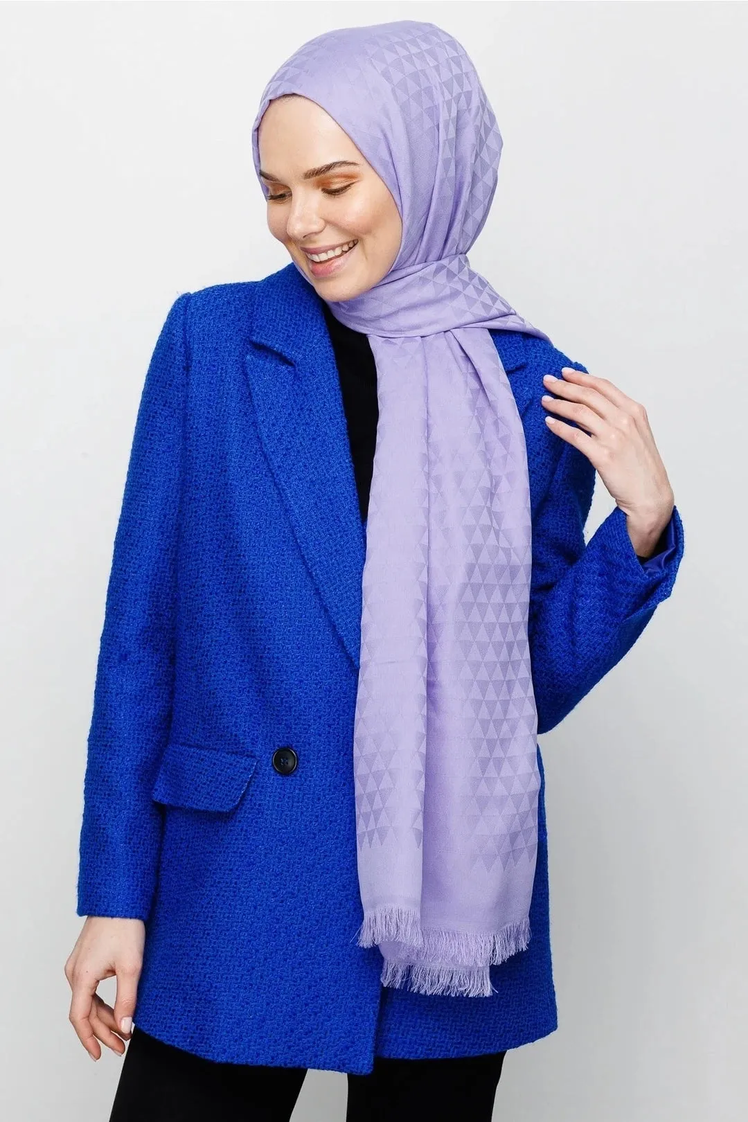 Lilac Prism Pattern Cotton Jacquard Hijab